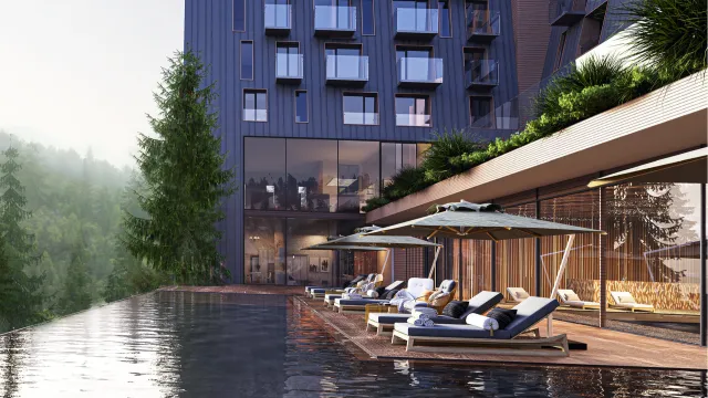 AHNI Moon Resort — інфініті-басейн з видом на Карпати