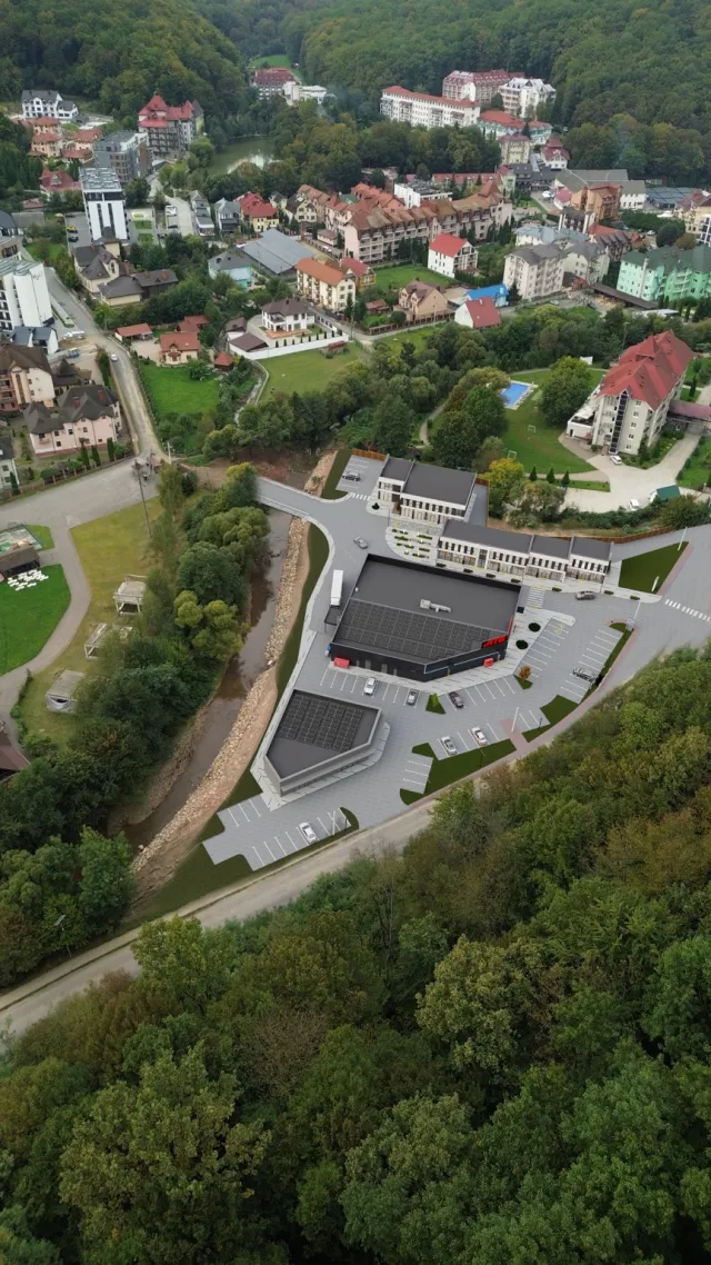 Аерофото розташування Arena Passage у курорті Поляна (Закарпатська обл.)