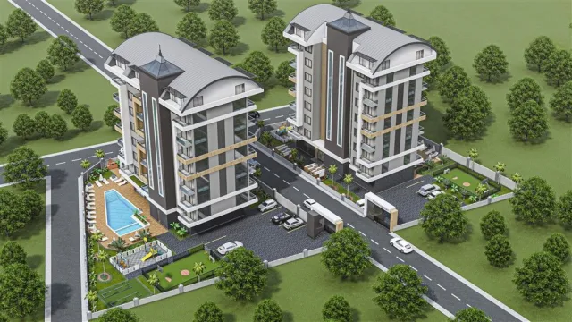 Hayat Heaven Residence — аерофото-рендер комплексу в Авсаллар