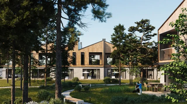 Koreni Club Town — загальний вид містечка з дерев, рендер Тип 1