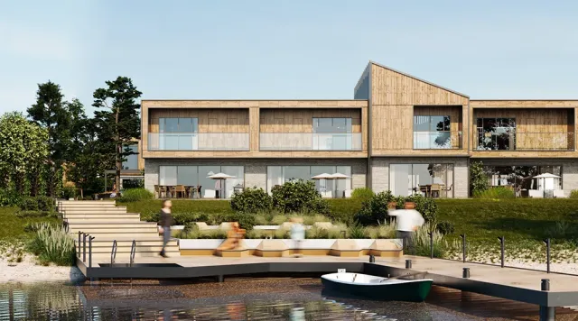 Koreni Club Town — панорама комплексу з боку поляни, рендер Тип 2