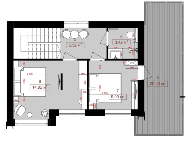 Планування черги 1 (105,46 м²)