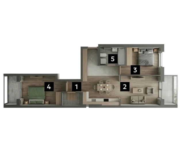 Планування 2Б — 2-кімнатна квартира 80.20 м²