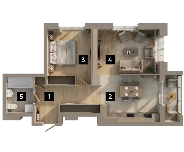 Планування 2А — 2-кімнатна квартира 67.30 м²