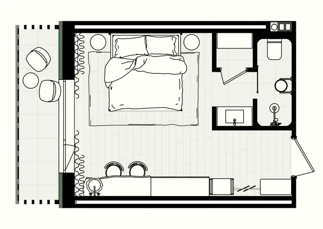 Планування номеру Standart 19,2 м² — Меланіт Resort & SPA