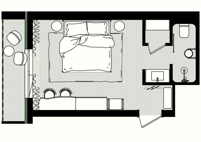 Планування номеру Suite 24,3 м² — Меланіт Resort & SPA