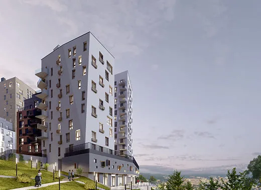 Рендер будинку Viking Hills, вигляд з пагорба — панорама Львова